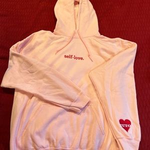 Pink self love embroidered hoodie